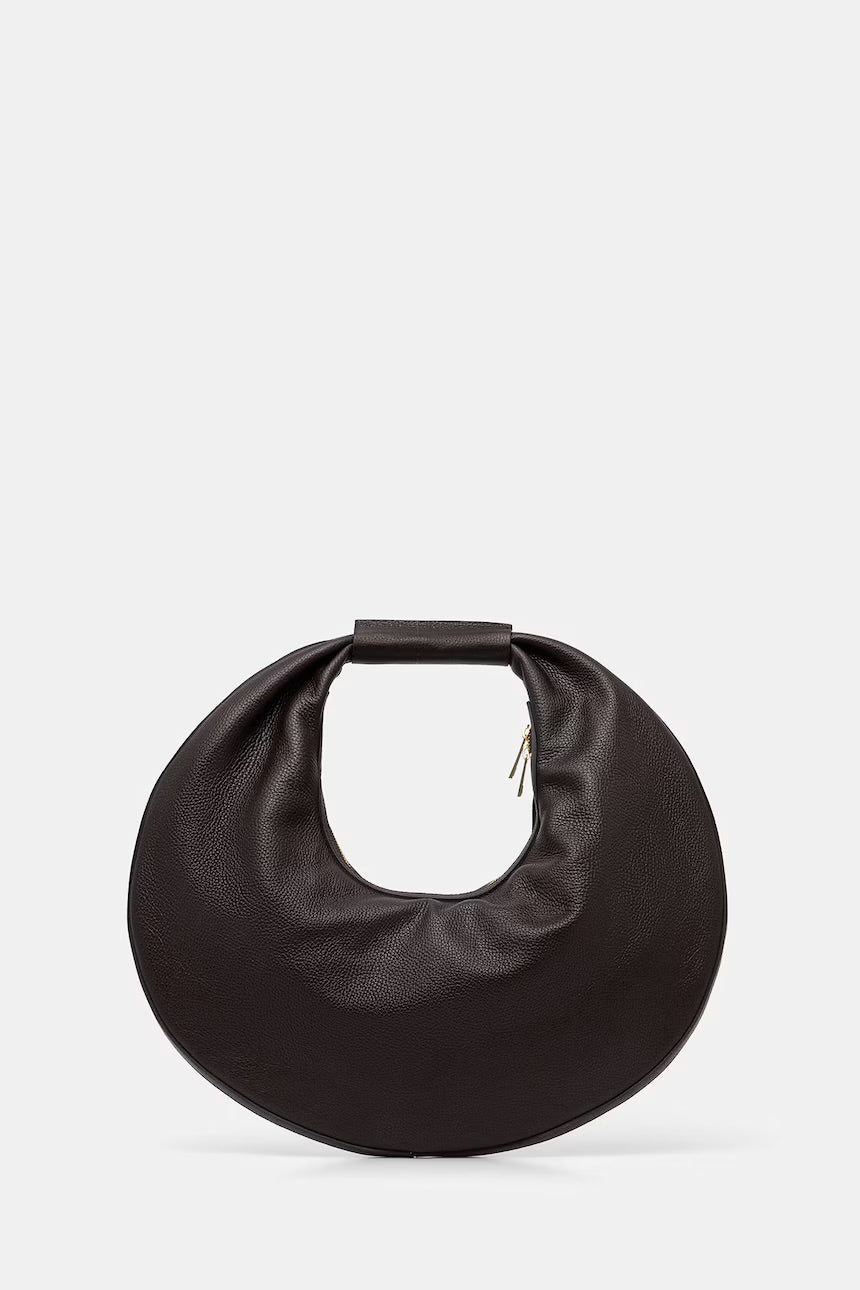 The Luna Pebble Grain Leather Sculptural Crescent Bag