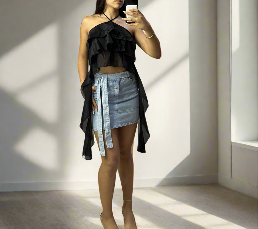 Elara | Tiered Organza Halter Top