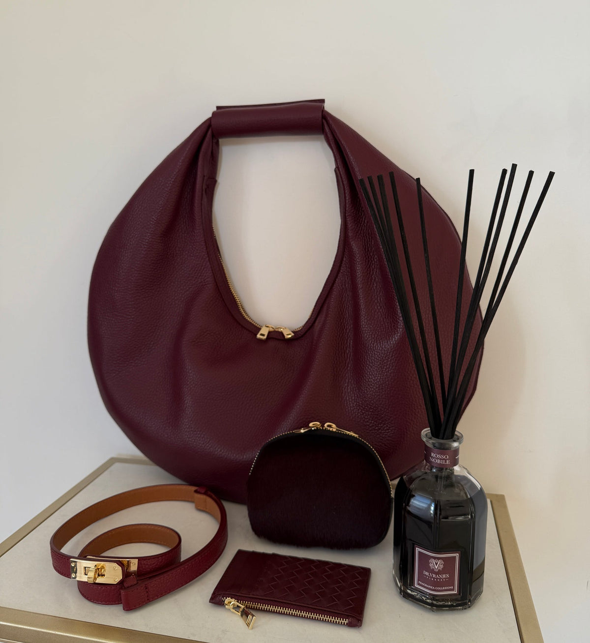 The Luna Pebble Grain Leather Sculptural Crescent Bag