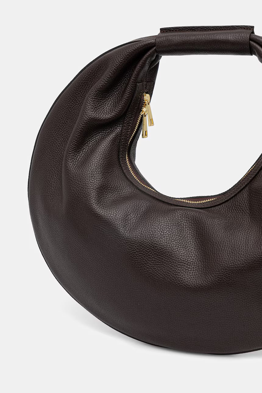 The Luna Pebble Grain Leather Sculptural Crescent Bag