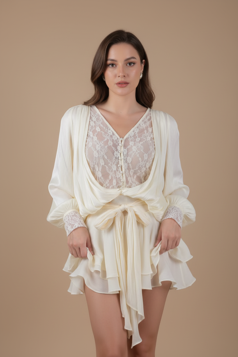 The Jessamine Pleated Ruffle Mini Dress