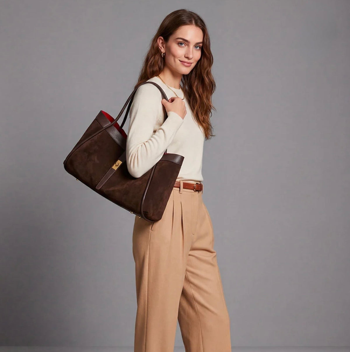 The Siena Suede & Leather Tote Bag