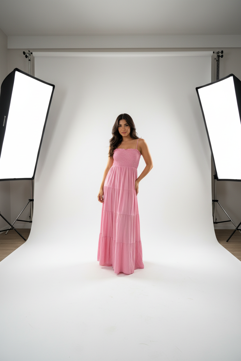 The Sorrento Smocked Tiered Maxi Dress