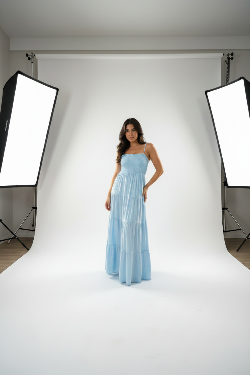 The Sorrento Smocked Tiered Maxi Dress