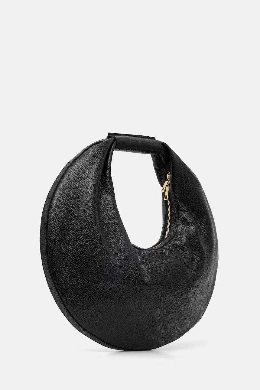 The Luna Pebble Grain Leather Sculptural Crescent Bag