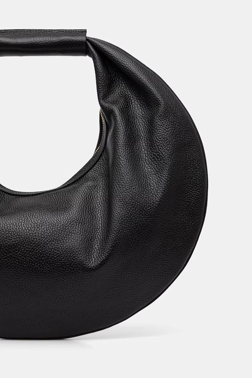 The Luna Pebble Grain Leather Sculptural Crescent Bag