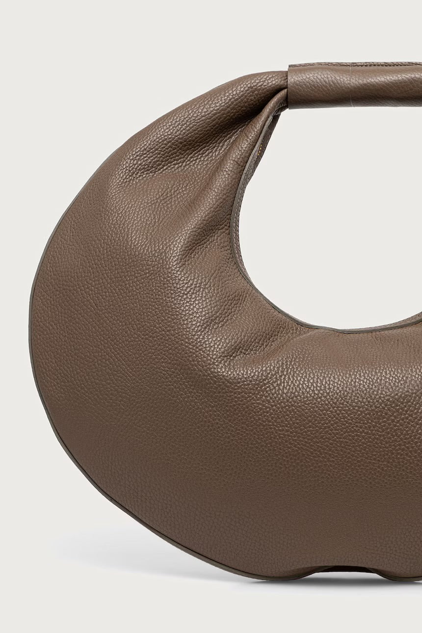 The Luna Pebble Grain Leather Sculptural Crescent Bag