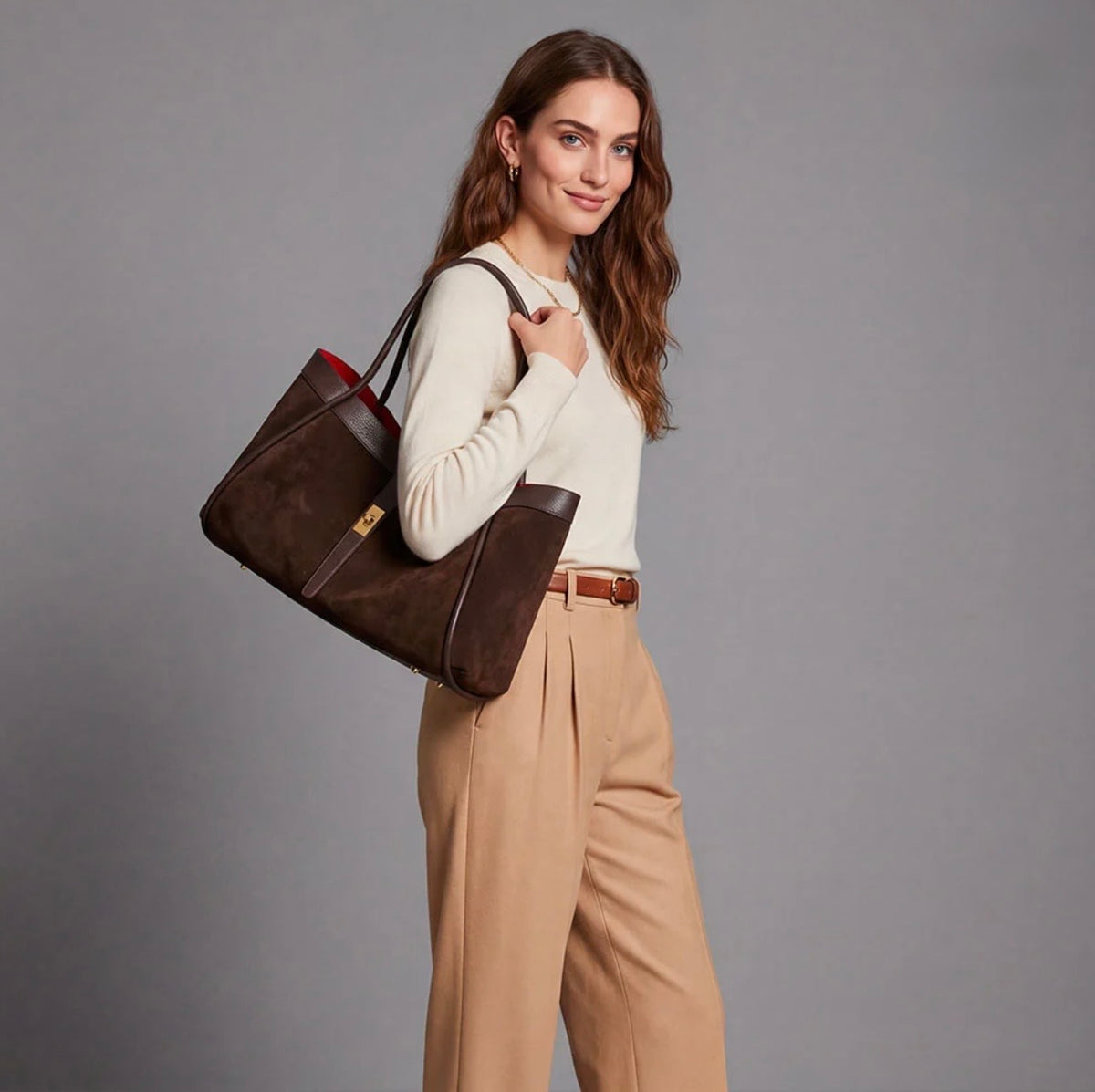 The Siena Suede & Leather Tote Bag