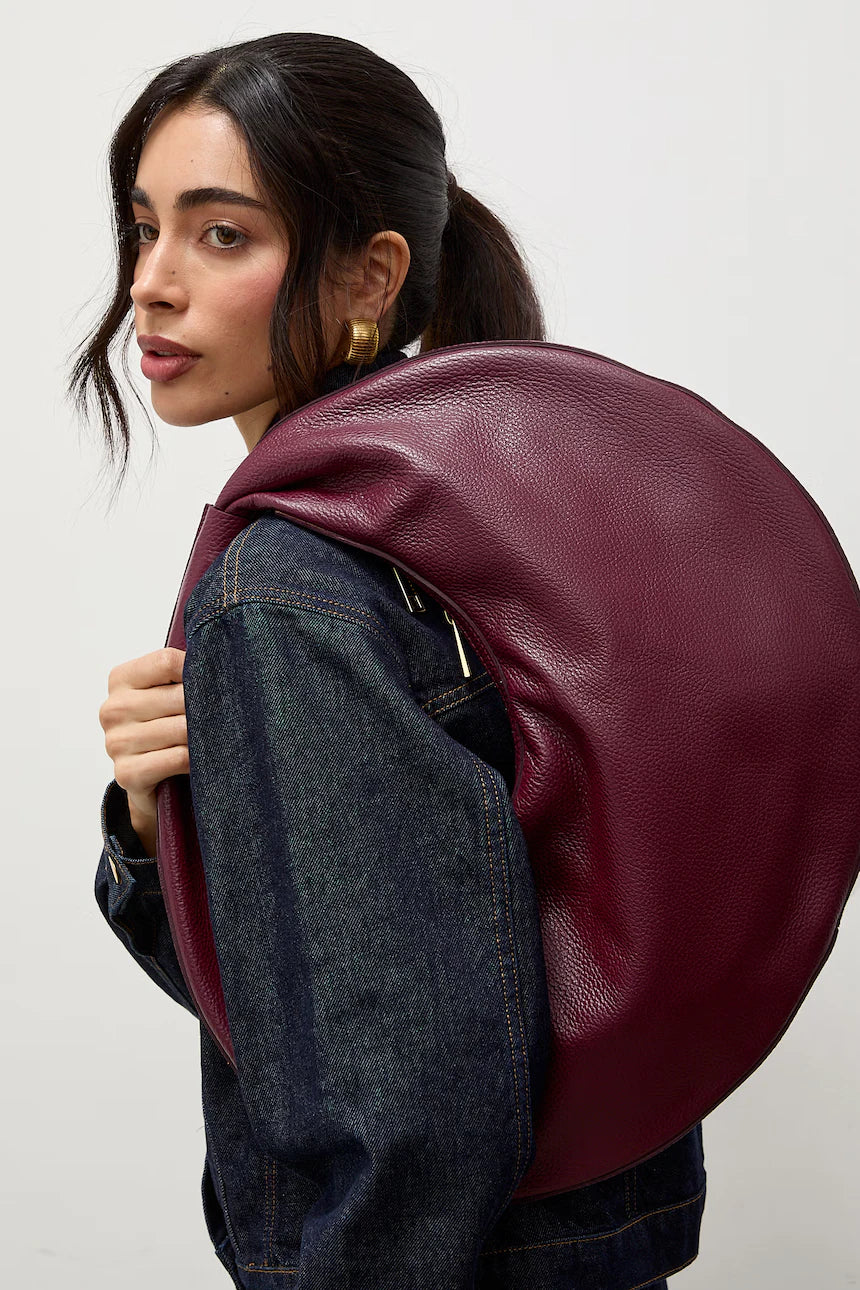 The Luna Pebble Grain Leather Sculptural Crescent Bag
