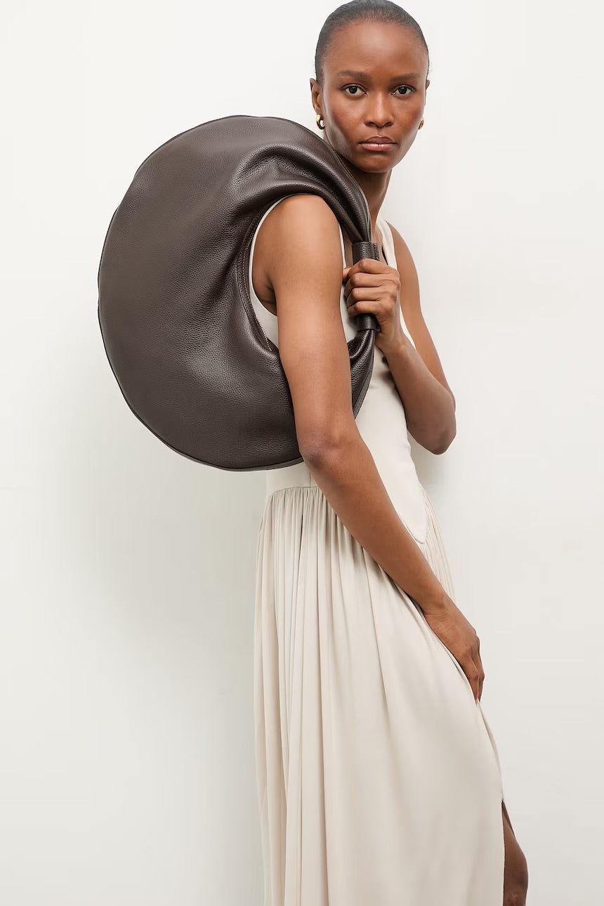 The Luna Pebble Grain Leather Sculptural Crescent Bag