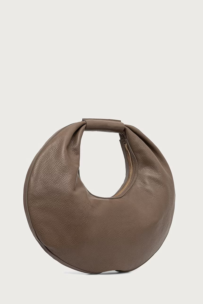 The Luna Pebble Grain Leather Sculptural Crescent Bag
