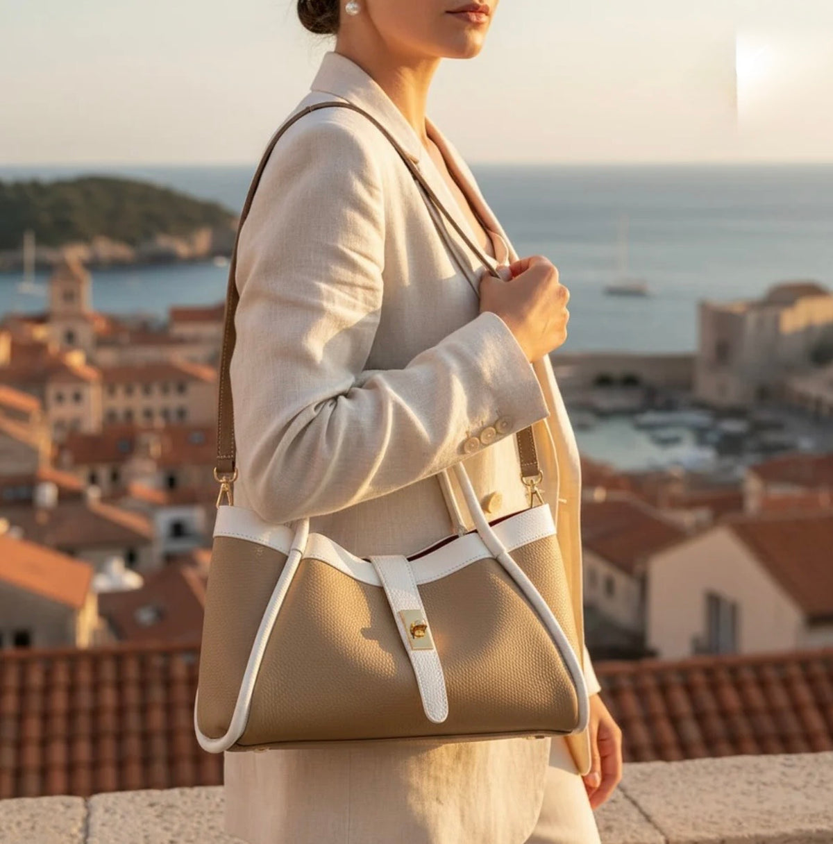 The Lucca Mini Belted Leather Tote | 100% Handcrafted in Italy