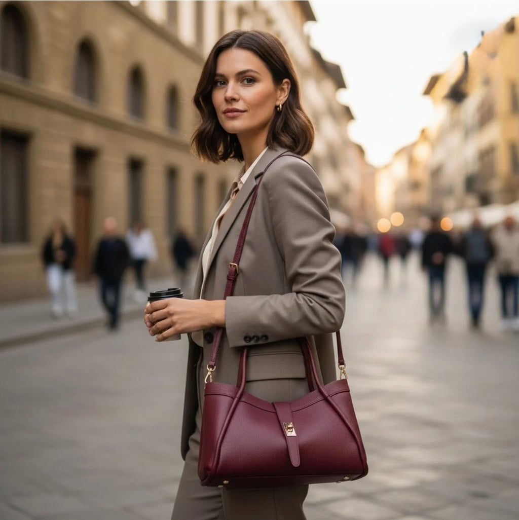 The Lucca Mini Belted Leather Tote | 100% Handcrafted in Italy