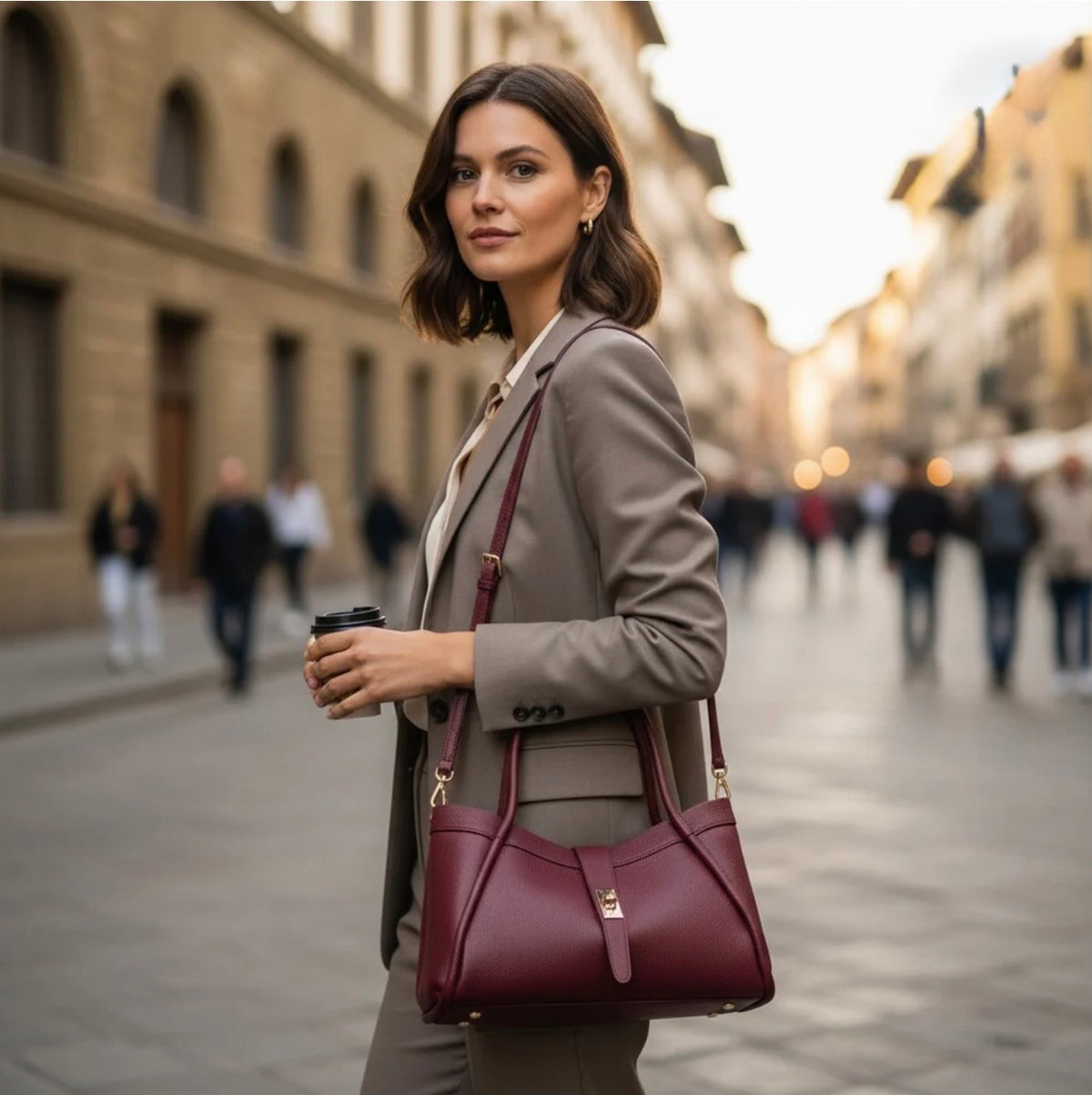 The Lucca Mini Belted Leather Tote | 100% Handcrafted in Italy