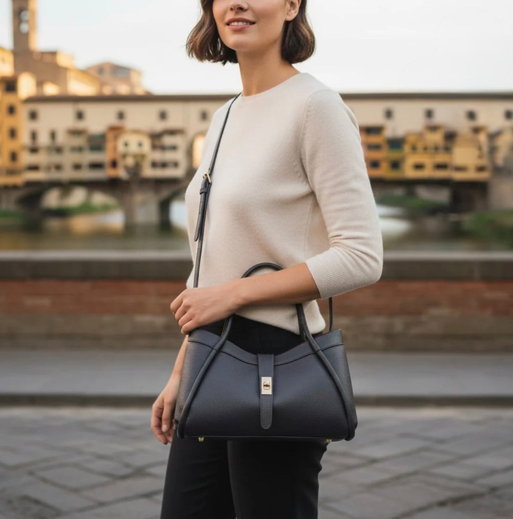 The Lucca Mini Belted Leather Tote | 100% Handcrafted in Italy