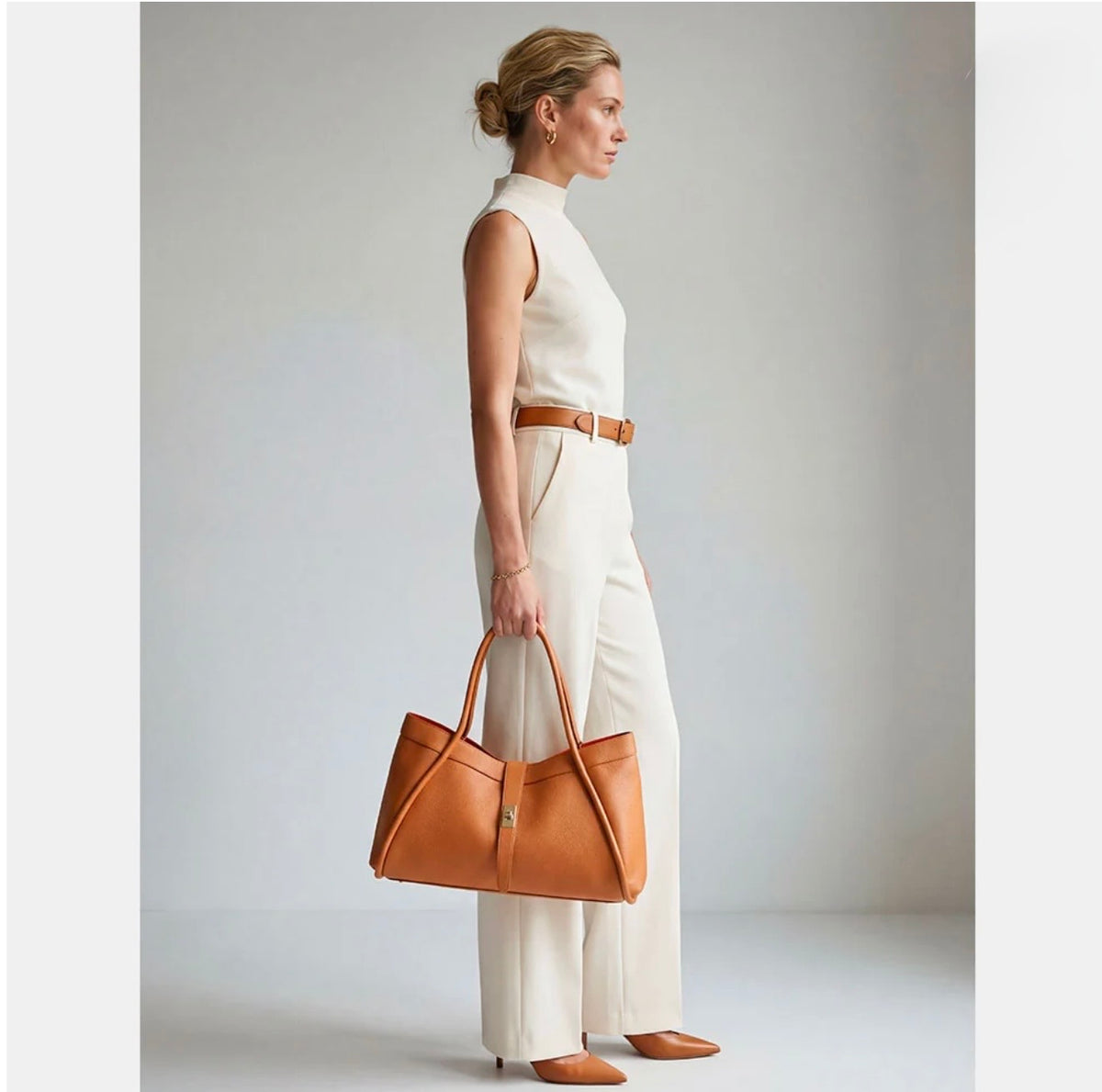 The Lucca Large Belted Leather Tote | 100% Handcrafted in Italy