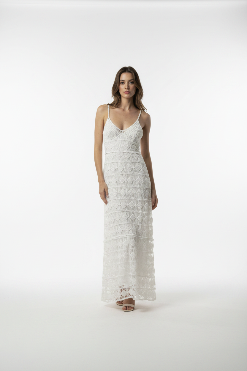 The Mykonos Open-Knit Crochet Maxi Dress